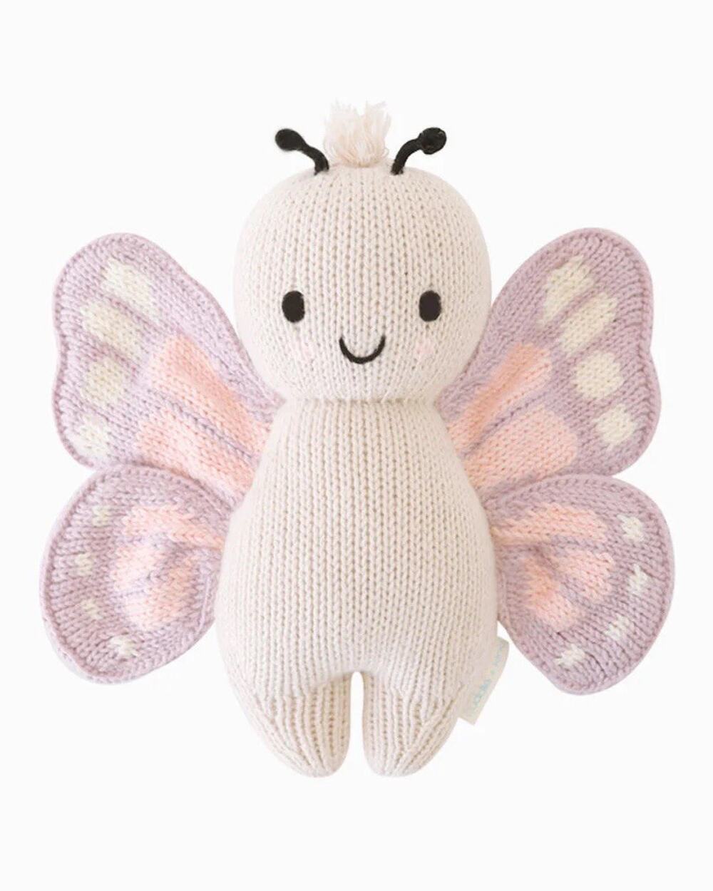 Cuddle+kind Baby butterfly (petal pink) 7” Hand Knit Peru 100% Cotton